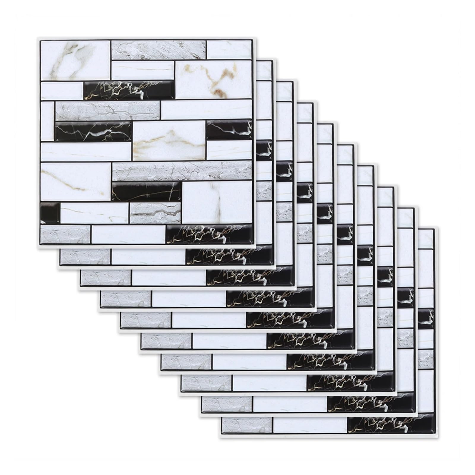 Stick On Tiles 10Pcs Self-Adhesive PVC Tile Sticker Peel Stick Tile Decals Removable Wall Tiles Decorative Stickers Murals Waterproof Wallpaper