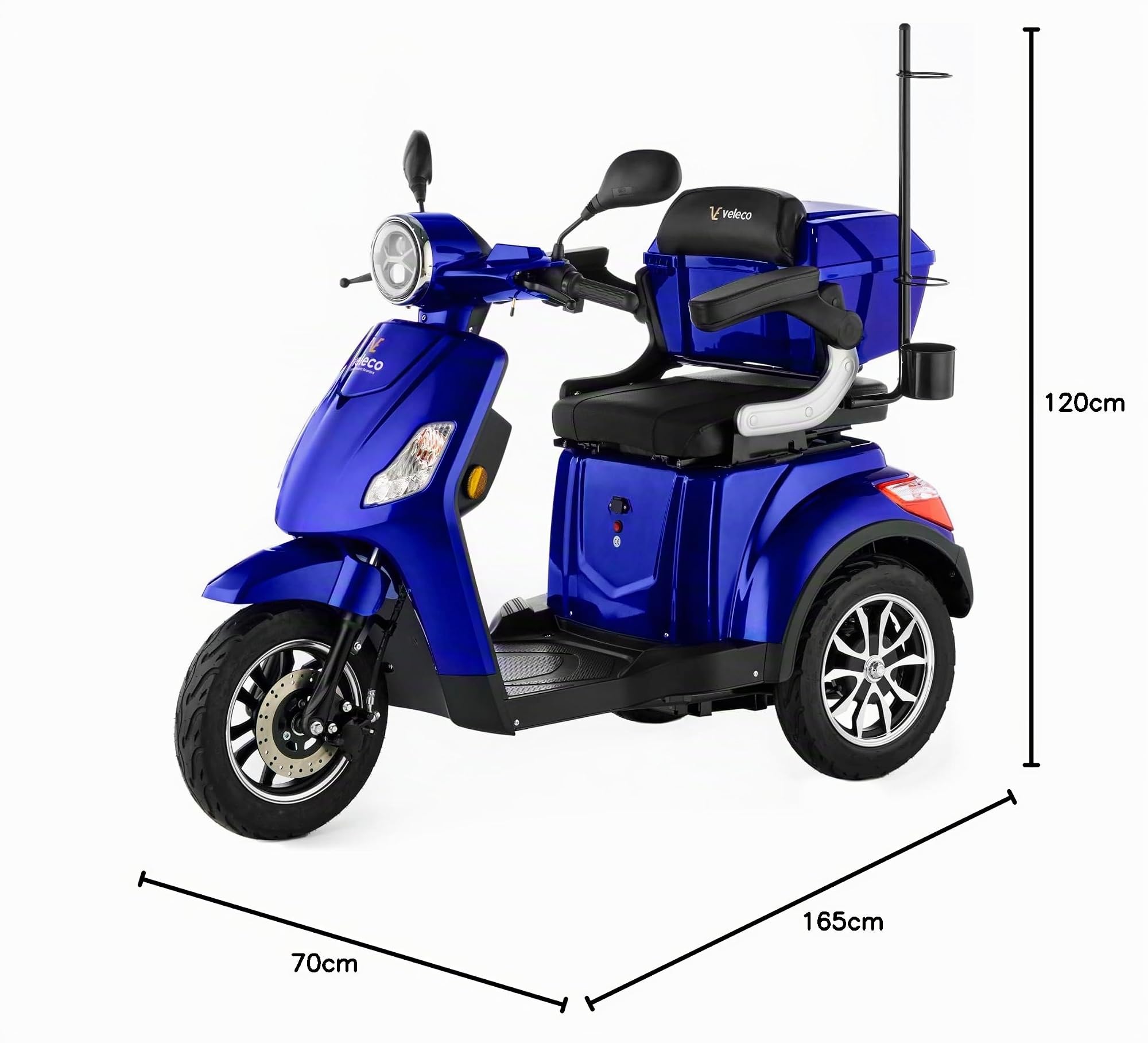 VELECO Dispositivo para discapacitados de 3 Ruedas Para Personas Mayores Minusvalido DRACO 12km/h (Azul)