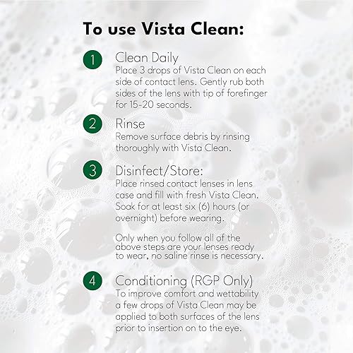 Miniatura 6 de Vista Clean Solución multiusos para lentes de contacto esclerales y permeables a gases, 12 onzas líquidas, incluye funda para lentes