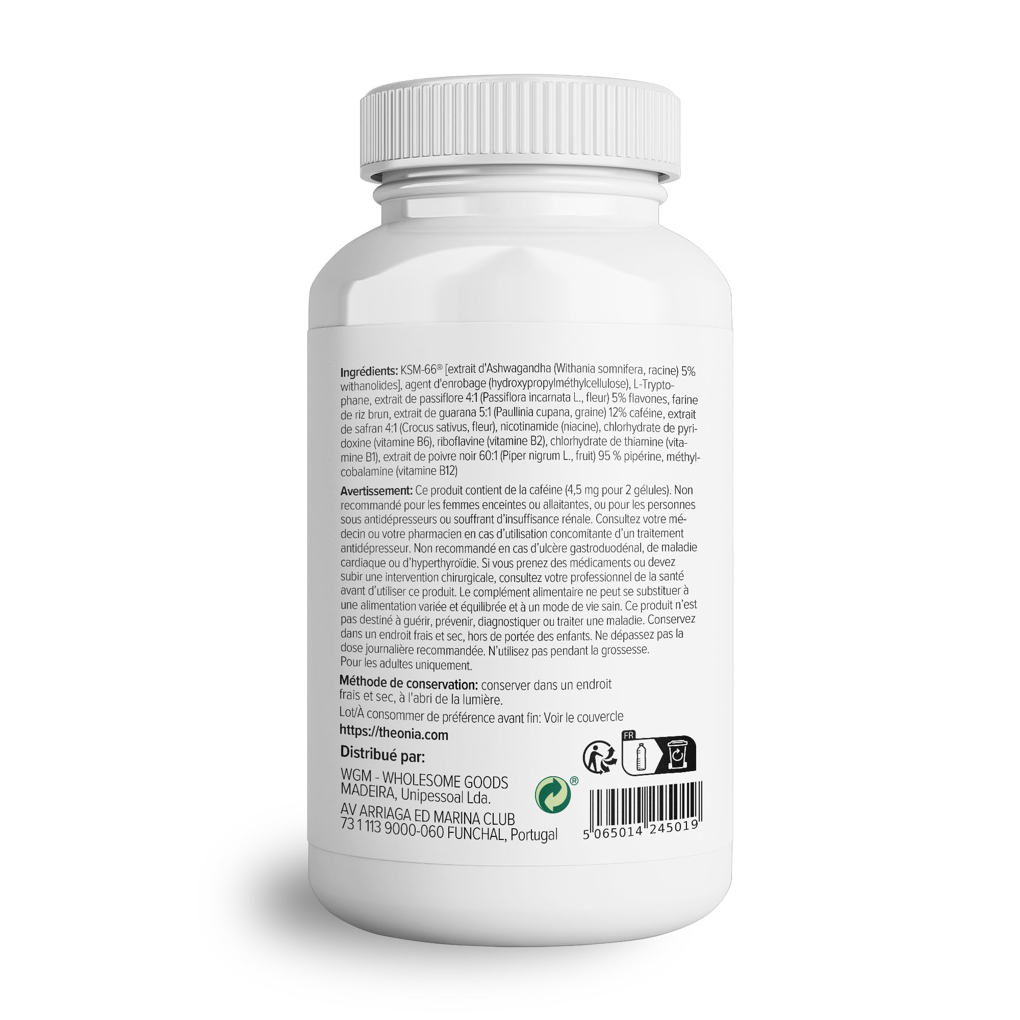 Theonia Ashwagandha Complex 9000 mg KSM-66 Supplément haute résistance pour l'humeur et l'énergie, l'anxiété, le stress - Naturel - 60 capsules, non OGM, végétalien