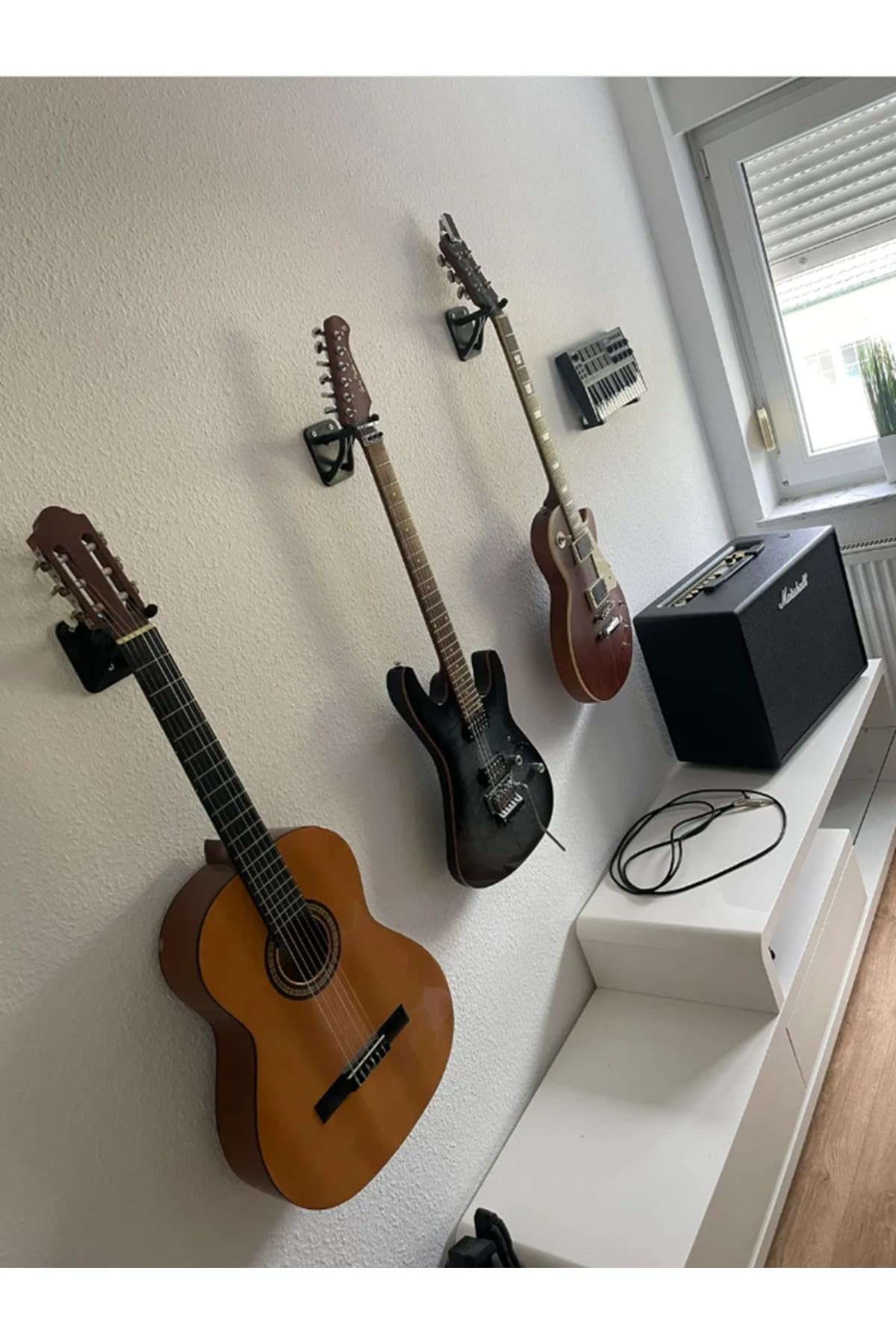 Rapithwin Gitar Duvar Montaj Aparatı Gitar Tutucu (Civata Dahil) Siyah-Beyaz Seçenek
