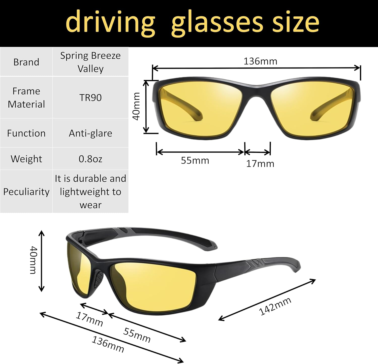 Night Driving Glasses for Men, Anti Glare HD Polarized Yellow Tinted Sunglasses for Men & Women - Image 5