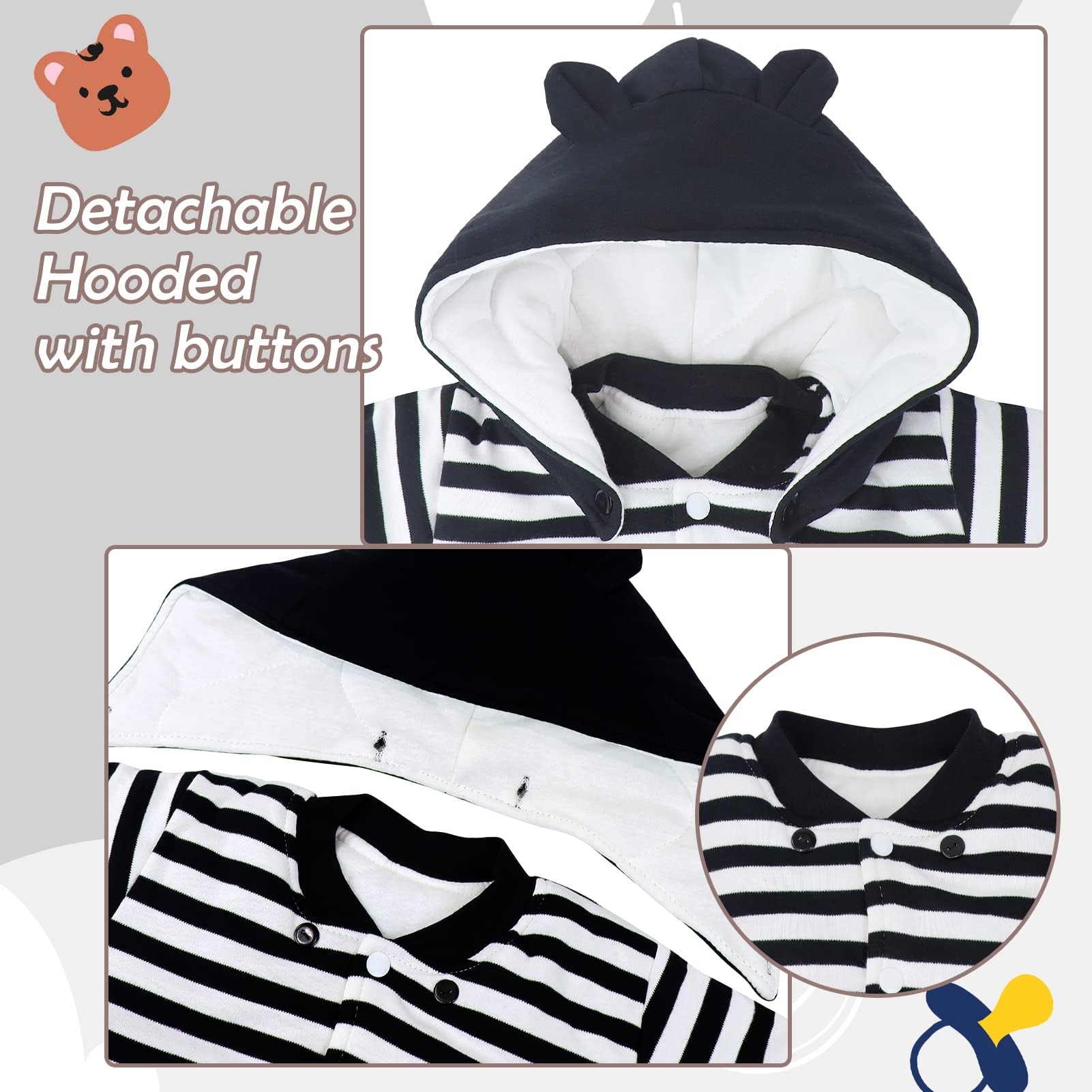 Bambino Pagliaccetto con Cappuccio Scarpe Tute da neve Cartone Animato Jumpsuit Inverno Caldo Tutine Set, Pinguino 9-12 Mesi