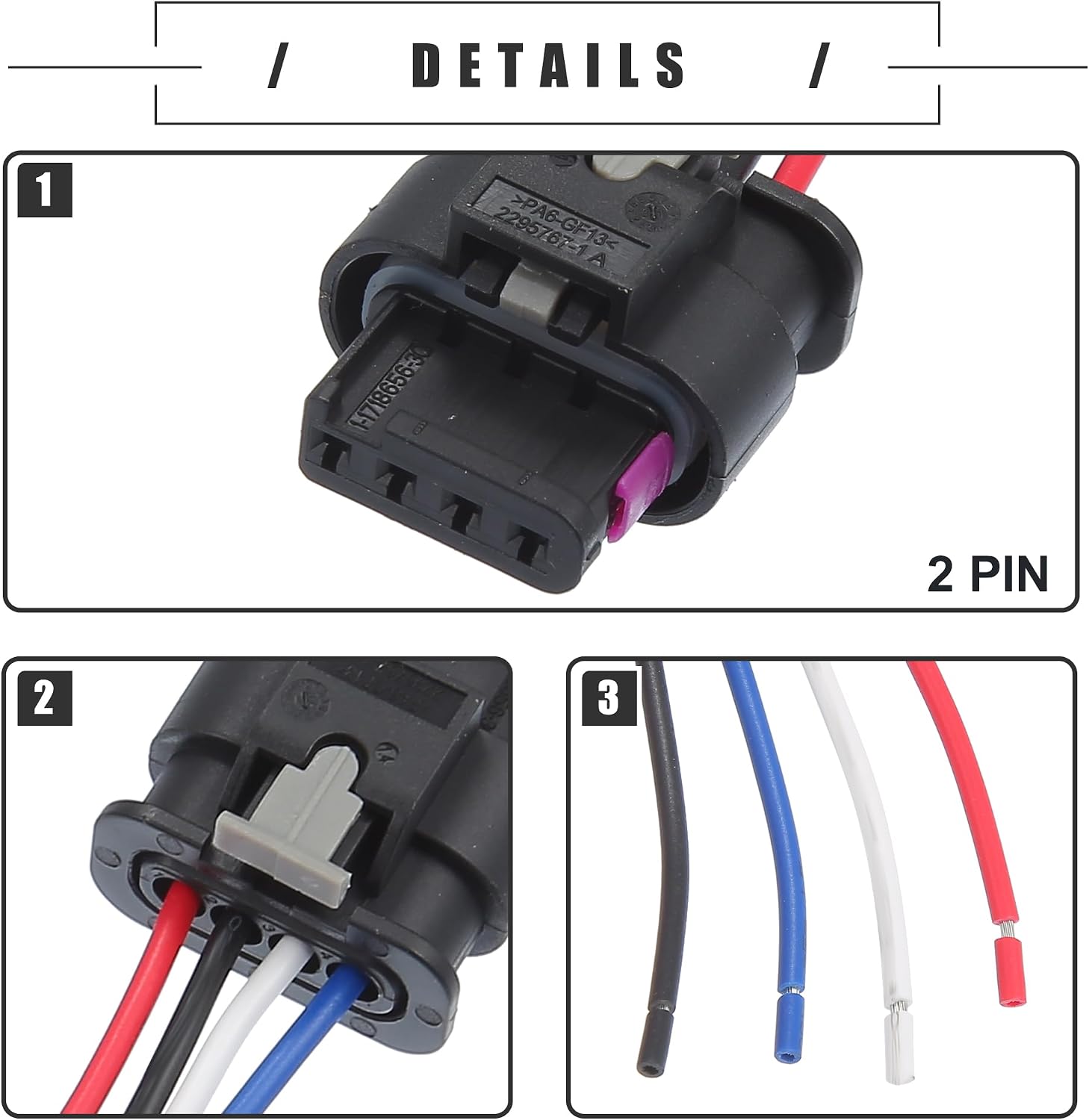 Motoforti Intake Air Temperature Sensor Wiring Harness Connector Pigtail, for Chrysler, Plastic, Black