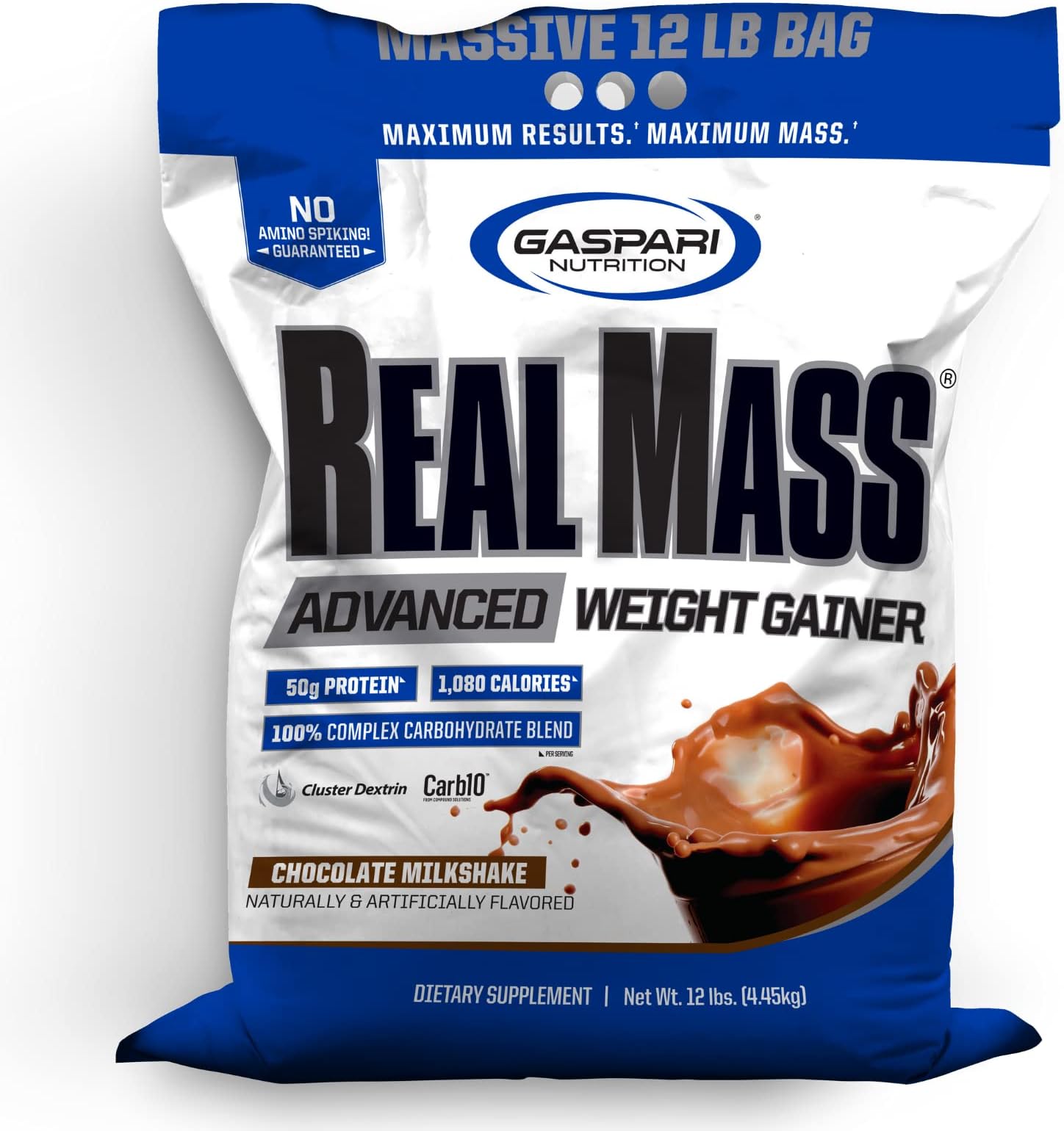 Real Mass: Advanced Weight Gainer, Protein and Complex Carb Blend, 50g Protein, 16g EAAs, Gluten-Free, 12 lbs (Chocolate Ice Cream)