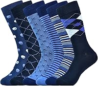 SUKBRGIR Men's Bamboo Crew Dress Socks 6-Pack: Breathable Business Casual Patterns, Size 8-13 Comfort Fit