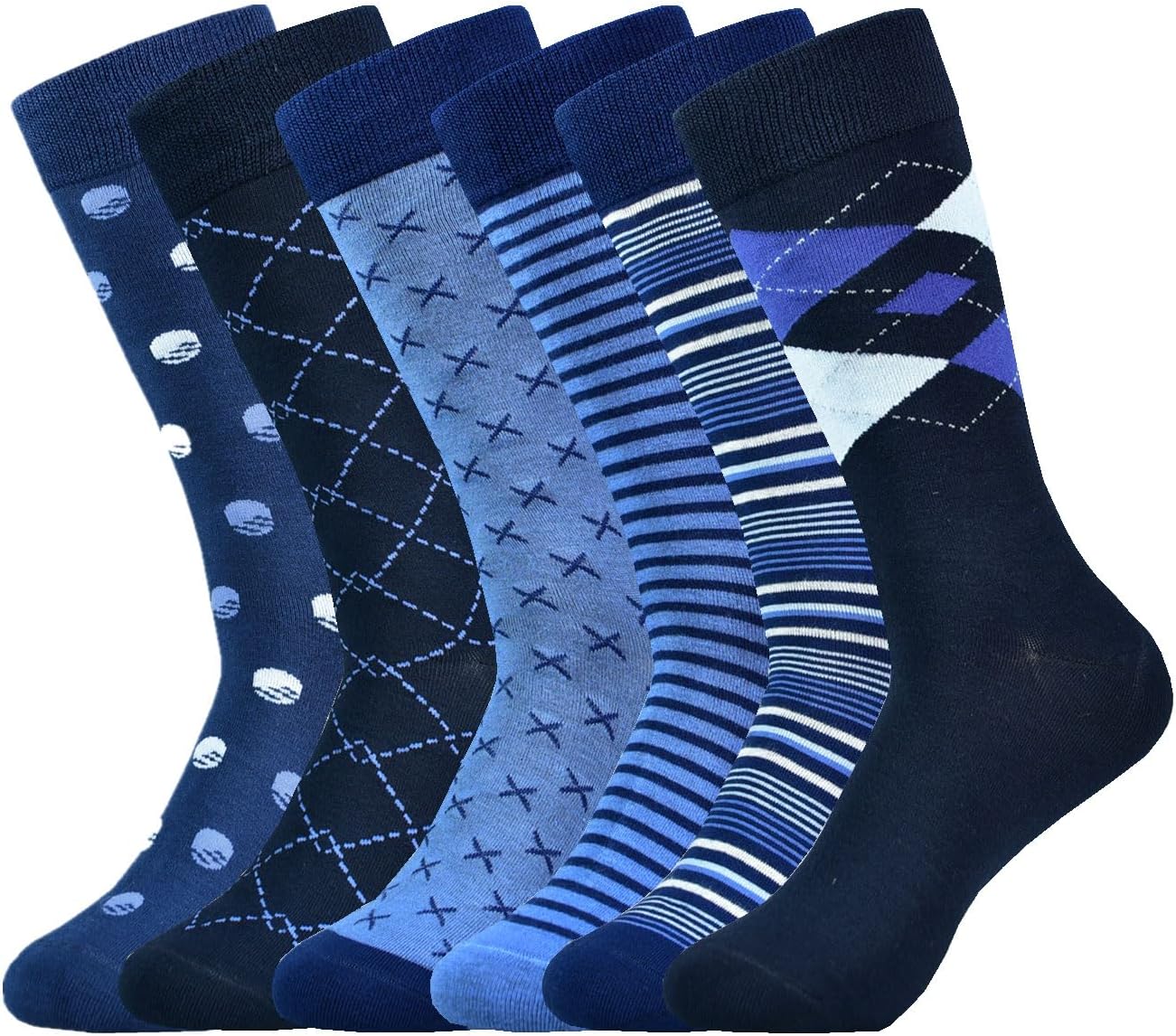 - Mens Dress Socks Business Casual Pattern，6-Pairs Bamboo Crew Sock for Men Shoe Size 8-13