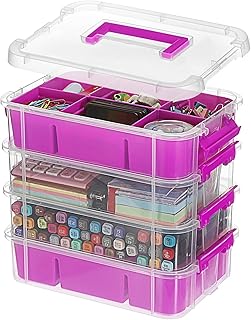 IGNPION Stackable Storage Box, 4 Layer Adjustable Plastic Storage Box wi...