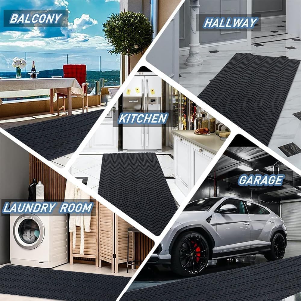 Runner Rug 2x6FT Custom Sizes,Commercial Hallway Runner Rubber Backing Non-Slip Carpet Washable Area Rugs for Entryway, Kitchen, Garage, Stairs, Front Door, Laundry Room,Grey