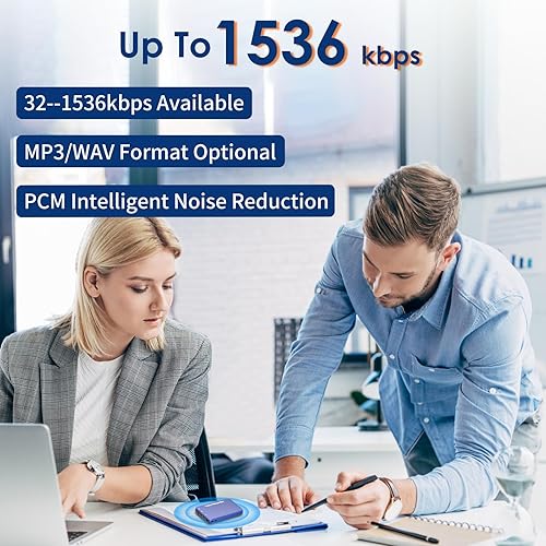 Miniatura 3 de Grabadora de voz de 64 GB, grabadora de voz digital de 1536 kbps con capacidad de grabación de 900 horas y 35 horas de tiempo de grabación,