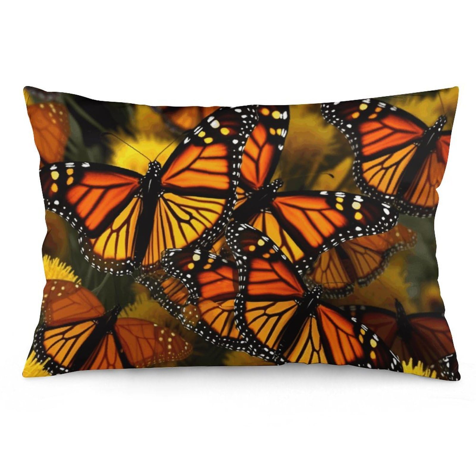 2 Pack Pillow Cases for Hair and Skin, Soft Breathable Pillow Case Covers with Hidden Zipper, Monarch Butterflies Pillowcase 20"x30" Pillow Covers for Sleeping Gift