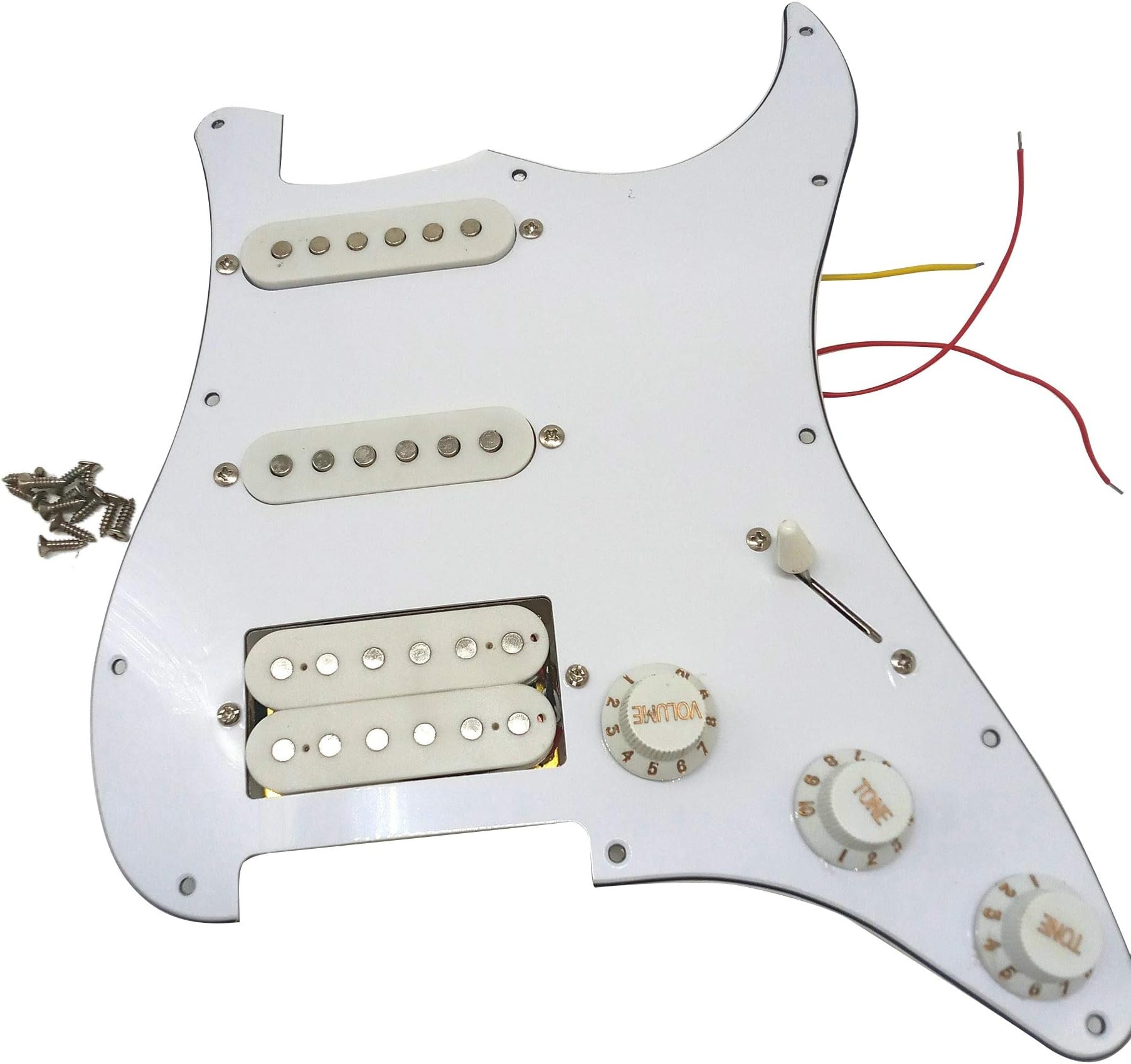 Electric Guitar Pickups Pre-Wired Protective Plate Set Scratch Plate 11 Holes HSS White