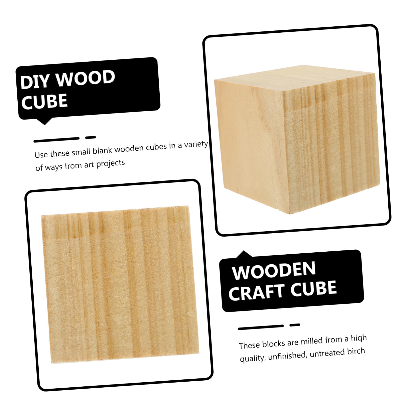 Cubo de Madera para Manualidades de Haya 6cm, 10 Piezas