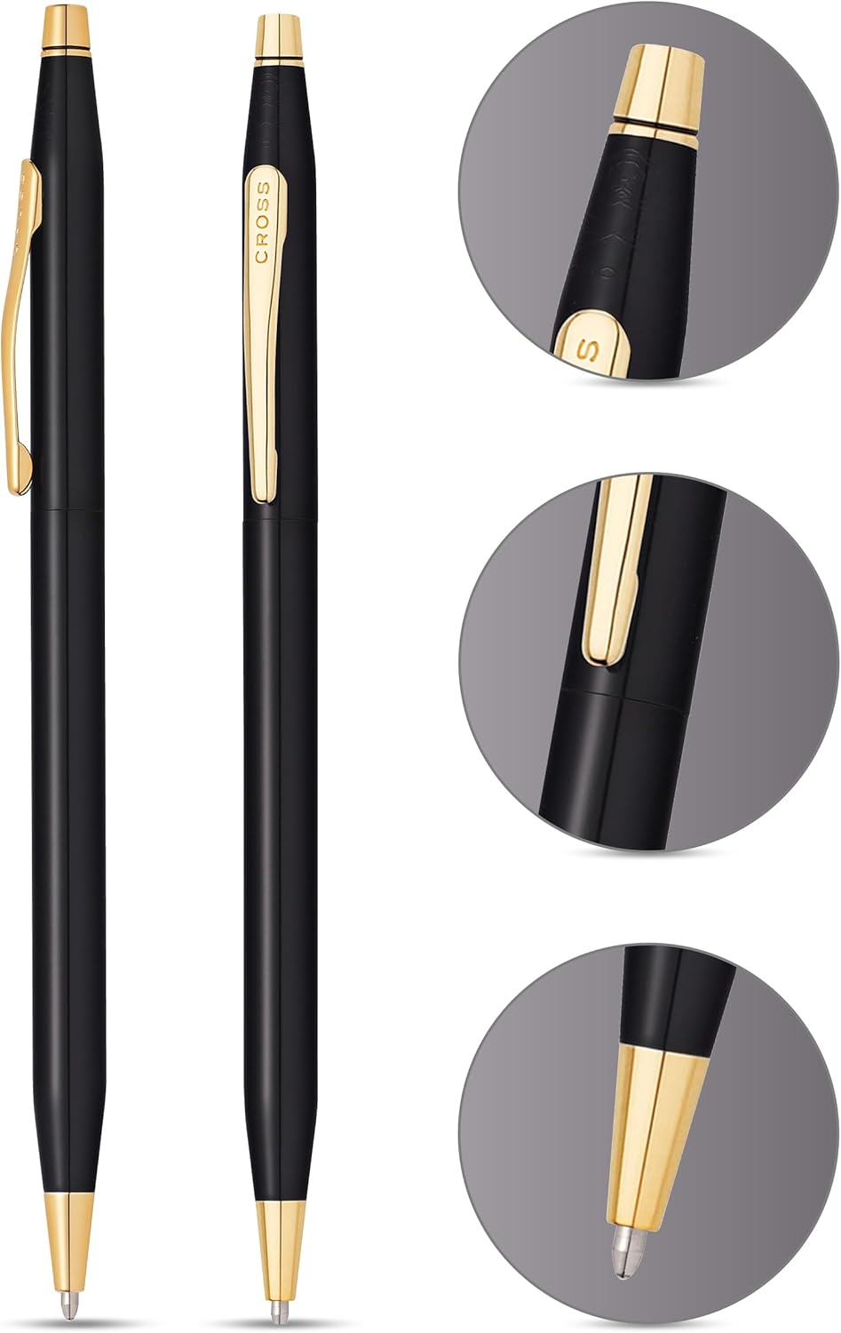 Cross Limited Collection Classic Century Pearlescent Black PVD Barrel and Gold Appointments Ballpoint Pen