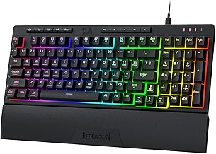 Redragon K515 Shiva Wired RGB Membrane Gaming Keyboard, 98 Keys Mechanical-Feel Keyboard w/Smooth Linear Switch, On-Board Macro & Dedicated Multimedia Keys, Detachable Wrist Rest, Software Supported