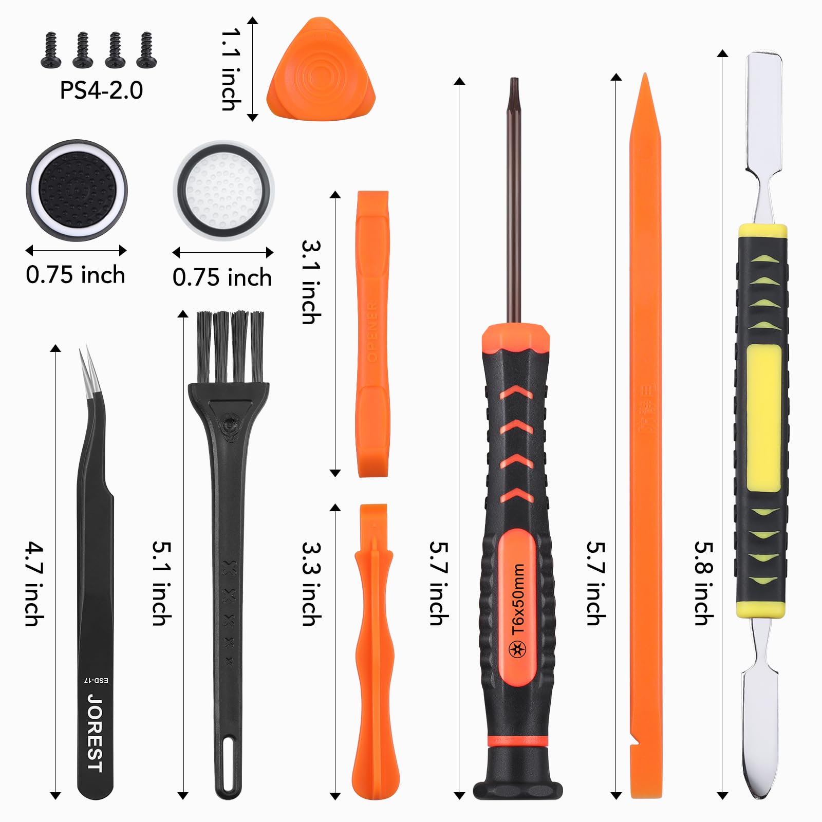 JOREST - Kit de desmontaje PS5, 19 unidades, kit de limpieza, herramienta de reparación para mando y consola, con destornillador Torx T9 y PH00 PH0 PH1, patas de palanca, pinzas para depilar, cepillo