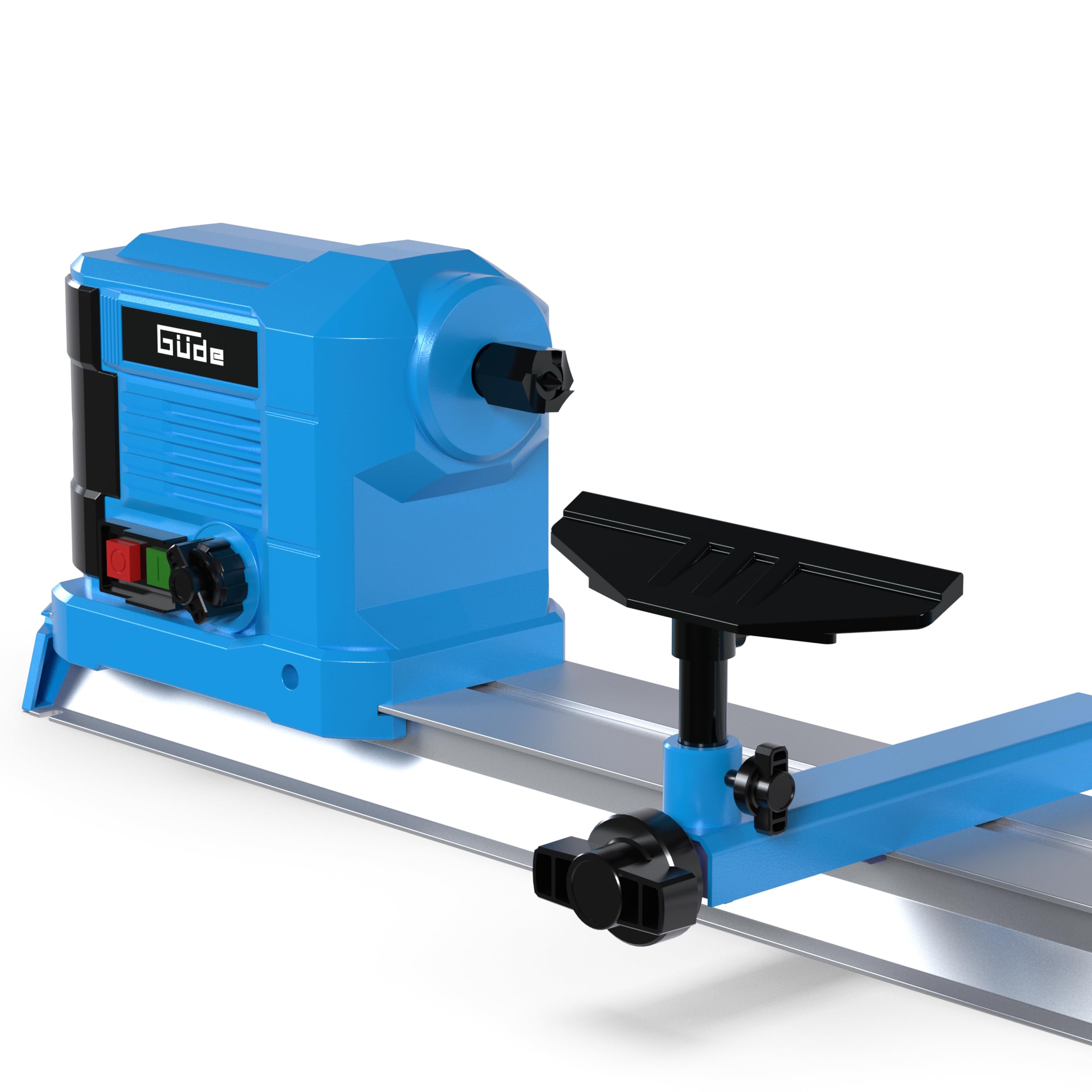 Güde Drechselmaschine GDM 600 (Getriebemotor 550 W, 800-3000 1/min, Softstarter, variable Geschwindigkeit, M18-Gewinde, Körnerspitze, Reitstock, Werkzeugauflage, für Werkstücke bis 600 mm/ø 250 mm)