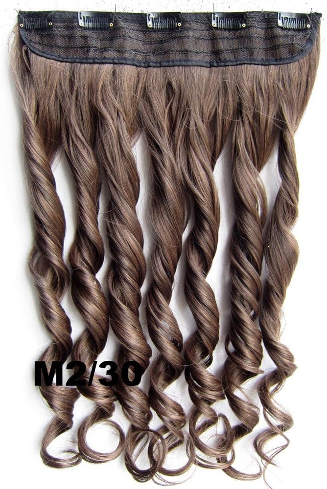 Meiya 24 Inches 130g Mix Color Ladies New Fashion Long Wavy Synthetic Full Head Clip in on Hair Extension Hair Piece for Cosplay or Christmas (M2/30)