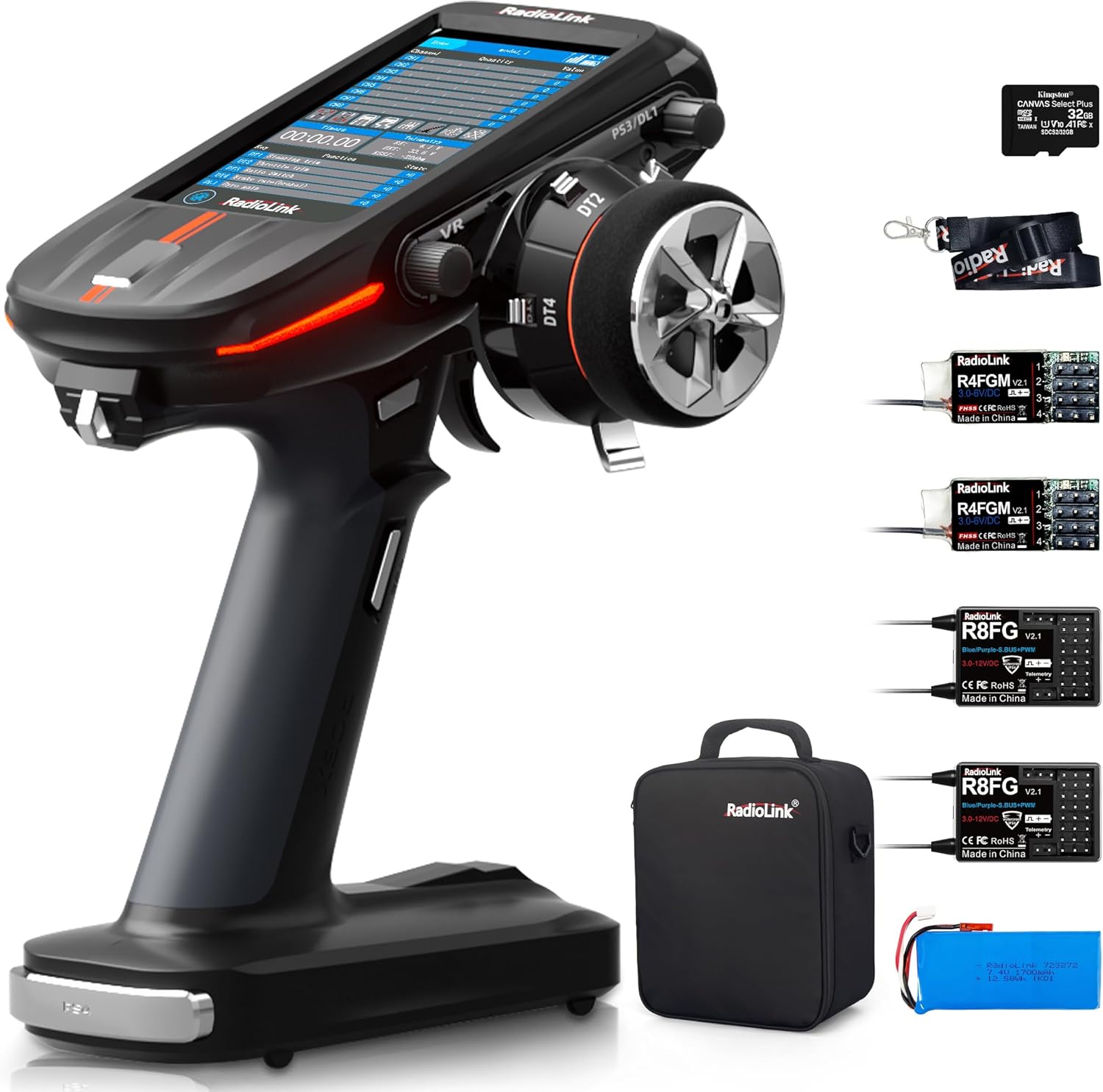 ATA HOBBY Radiolink RC8X 8CH 2.4G RC Transmitter with 2*R8FG V2.1&2*R4FGM V2.1 Gyro Receivers, 600m Long Range, 200 Models for RC Crawler Drifting Cars Boats..