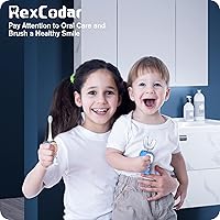 Vista 7 de RexCodar Cepillo de dientes eléctrico ultrasónico en forma de U para niños, IPX7 impermeable, cinco modos de limpieza, astronauta de dibujos