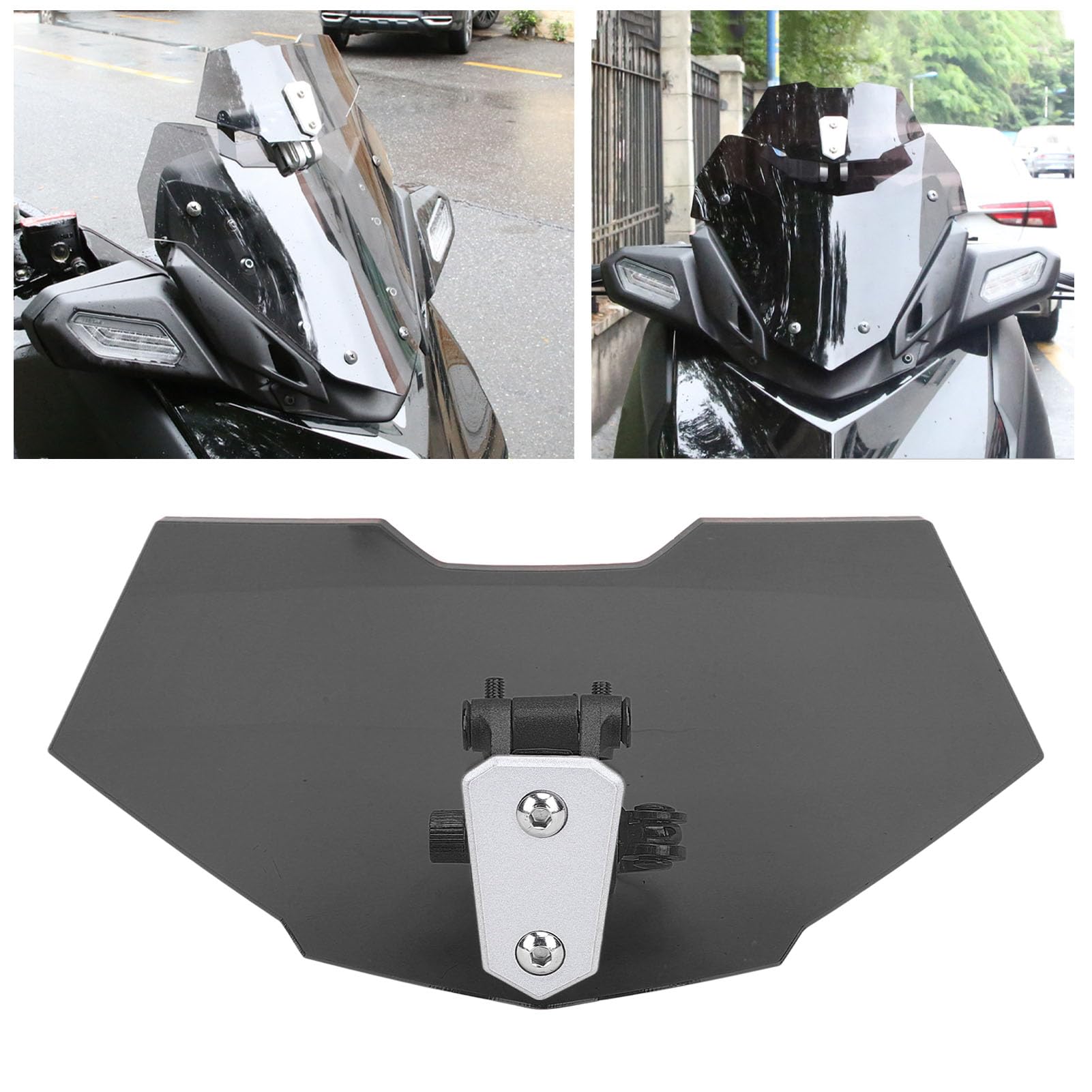 Estensione per Parabrezza per Moto, Parabrezza per Moto Clip Regolabile Rialzata in Acrilico Sull'estensione del Parabrezza per Deflettore del Vento per Moto (Nero fumoso)