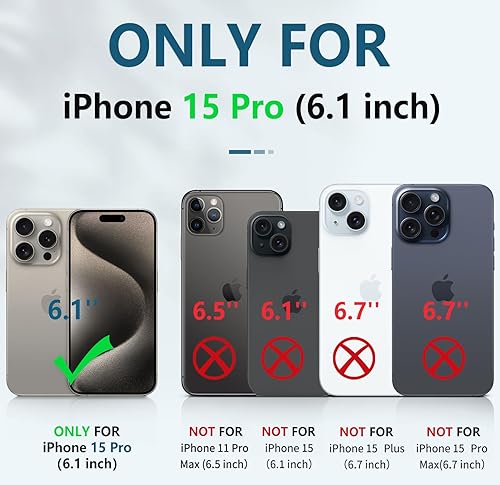 Miniatura 2 de FNTCASE Funda para iPhone 15 Pro protección contra caídas y golpes de grado militar con soporte y tobogán  Protección resistente con textura de