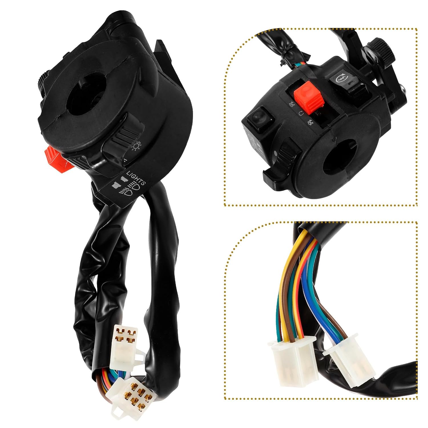 ATV Handlebar Ignition Switch with Kill Switch and Throttle Control for 110-250cc Dirt Bikes and Motorcycles Four-Function for Off-Road Use