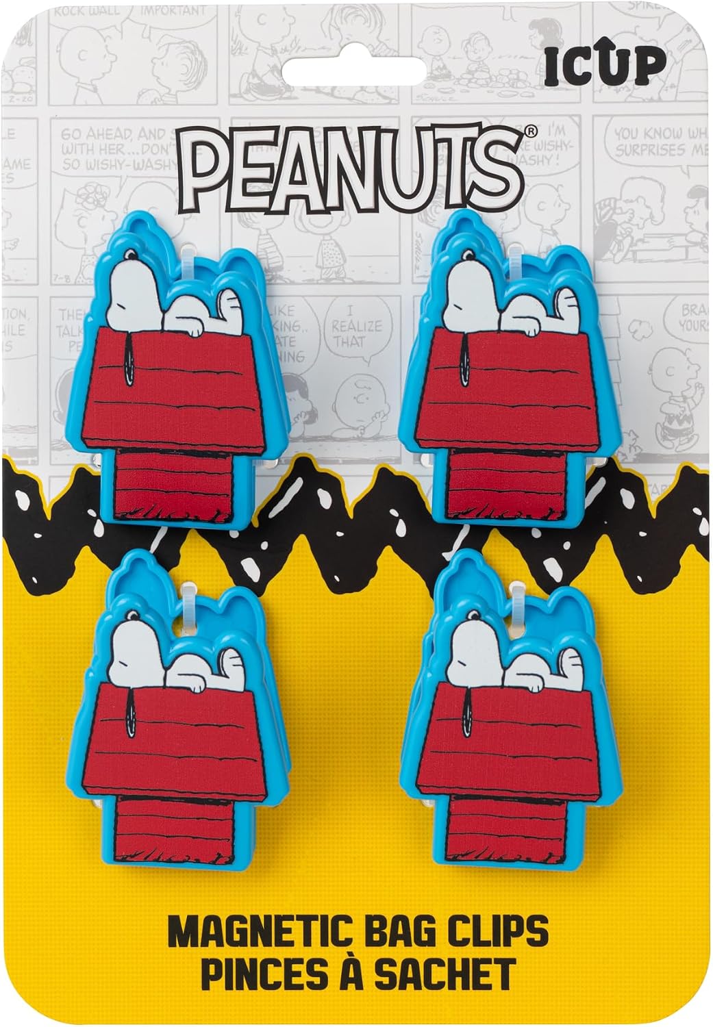 ICUP Peanuts Snoopy Doghouse Magnetic Bag Clips for Food - 4 Pack
