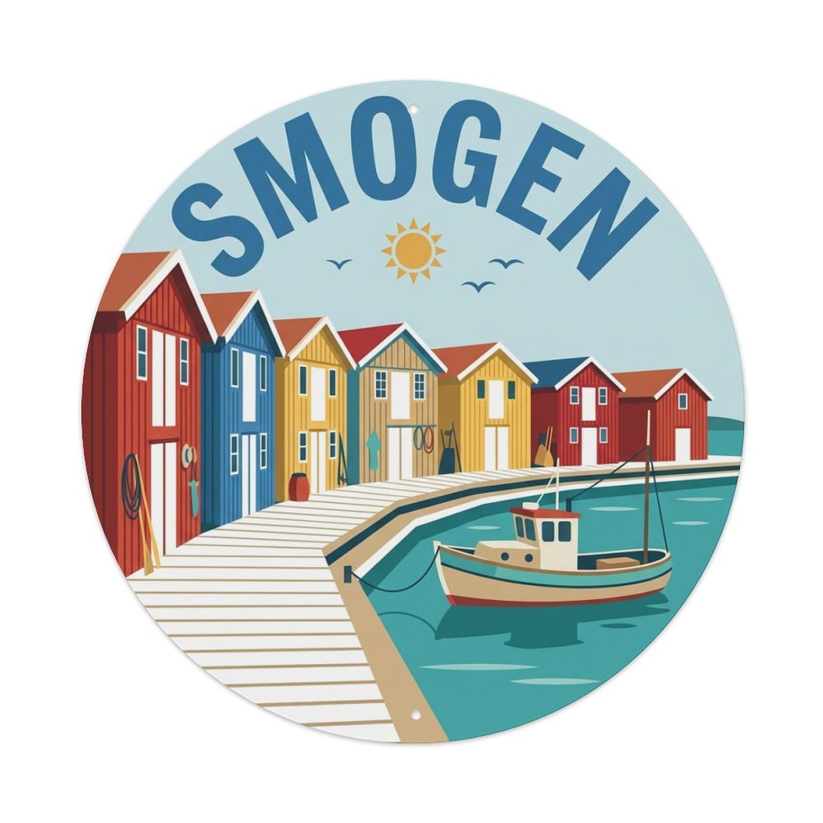 Vintage Travel Smogen Sweden Boardwalk Metal Tin Sign