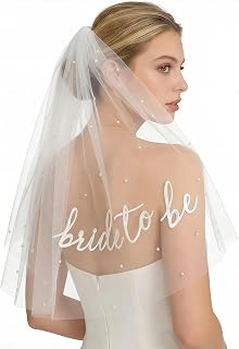 Bride to Be Veil for Bachelorette Party Favors, Wedding Veil for Bridal Shower Decorations, Accessories, Headband, Dress
