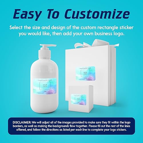 Vista 55 de DayStar Custom Signs & Design, Paquete de 60 calcomanías rectangulares personalizadas de vinilo personalizadas para logotipo de pequeñas empresas