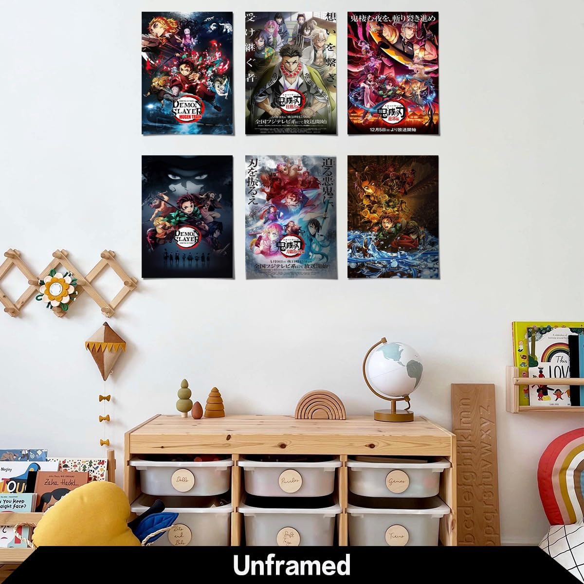 COMOR 6PC Demon Slayer Poster For Fans Kids Room Bedroom Wall Decor-Demon Slayer Anime Posters Canvas Prints Picture For Teen Boy Girls Gifts image 5