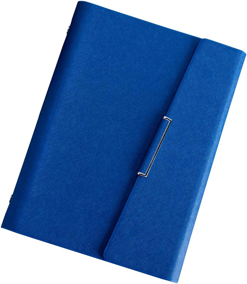 CAIZHE Refillable Hardcover Journal Notebook PU Leather Loose Leaf Notebook, Inner Pocket / 6 Ring / Cream Paper / 80 Sheets / 5.5×8.25inch(Blue)