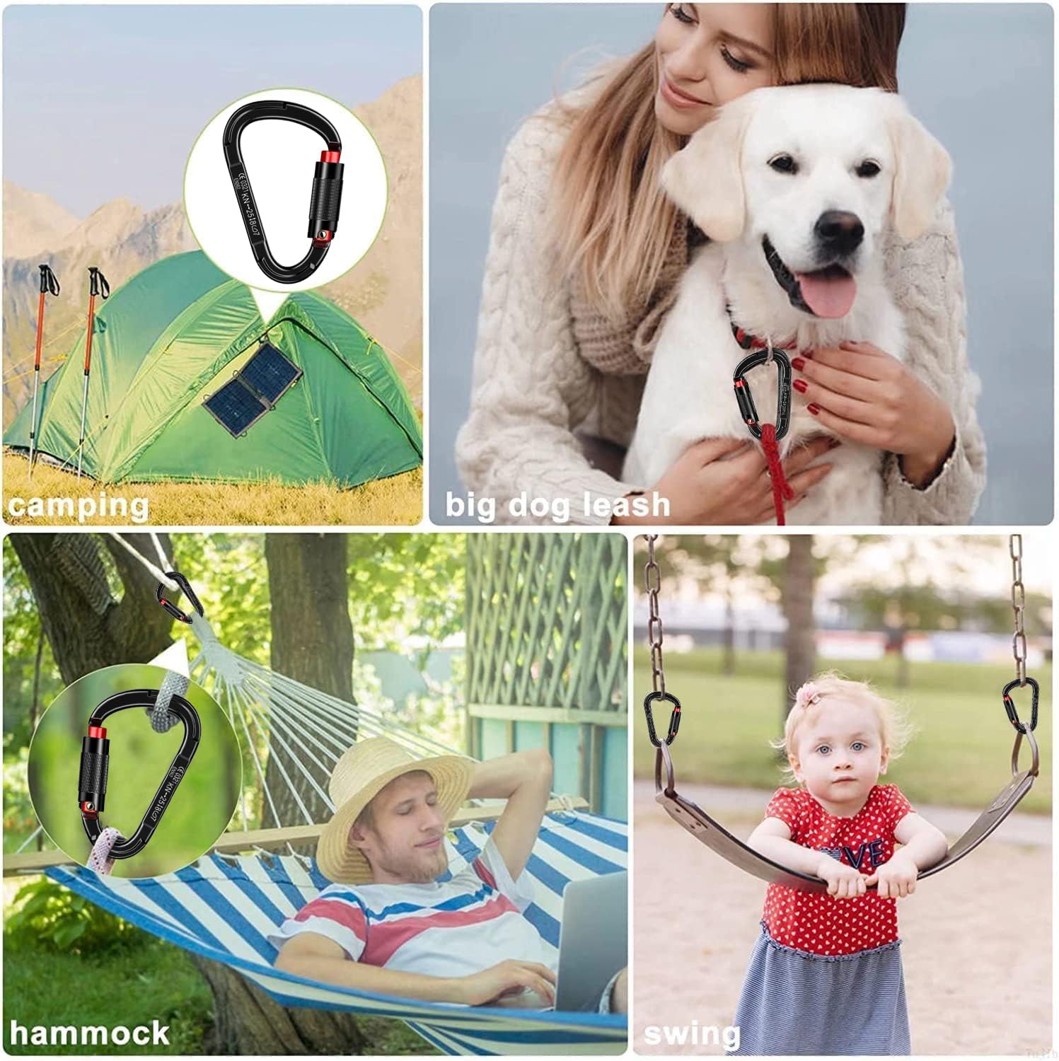Auto Locking Carabiner Heavy Duty Carabiner 25kN UIAA Certified Climbing Carabiner Climbing Equipment Safety Carabiner for Rappelling, Hammocks, Rescue, Dog Leash, Swing : Everything Else
