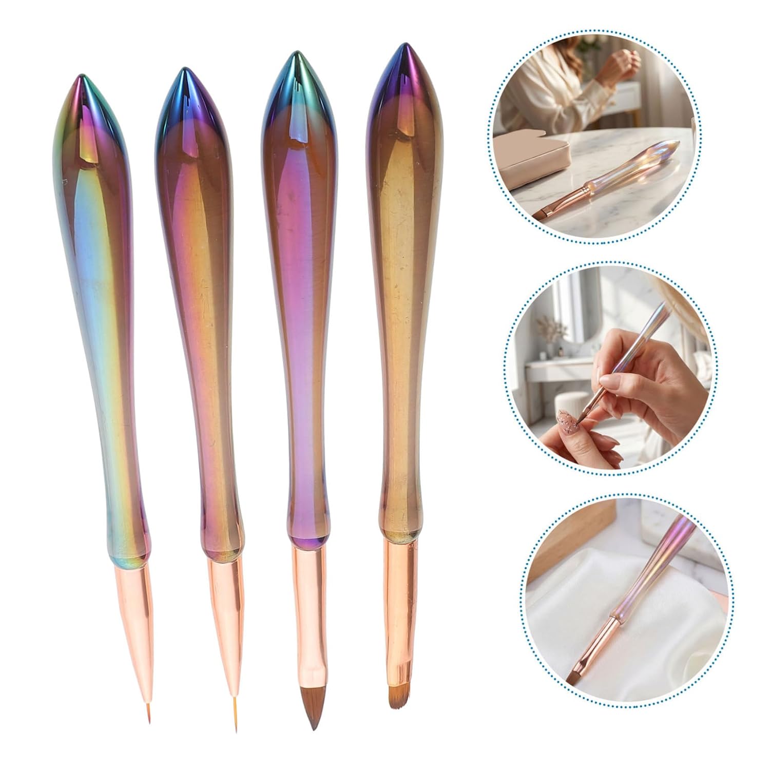 8pcs Nail Art Brush Set Fine Detail Nail Polish Drawing Pens for Salon and Home Use for Manicure and DIY Designs