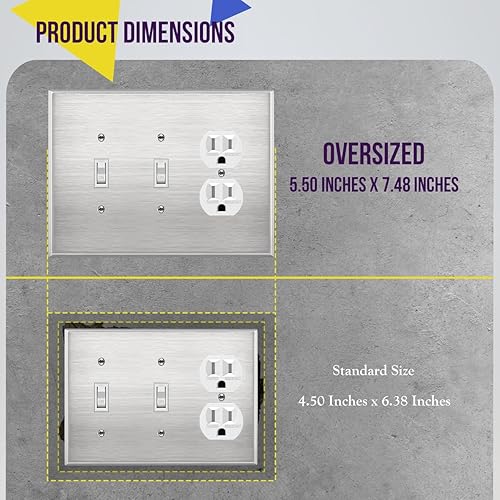 Miniatura 9 de ENERLITES Placa de pared combinada de triple banda, interruptor de palanca dobleplaca de cubierta de receptáculo dúplex individual, tamaño estándar