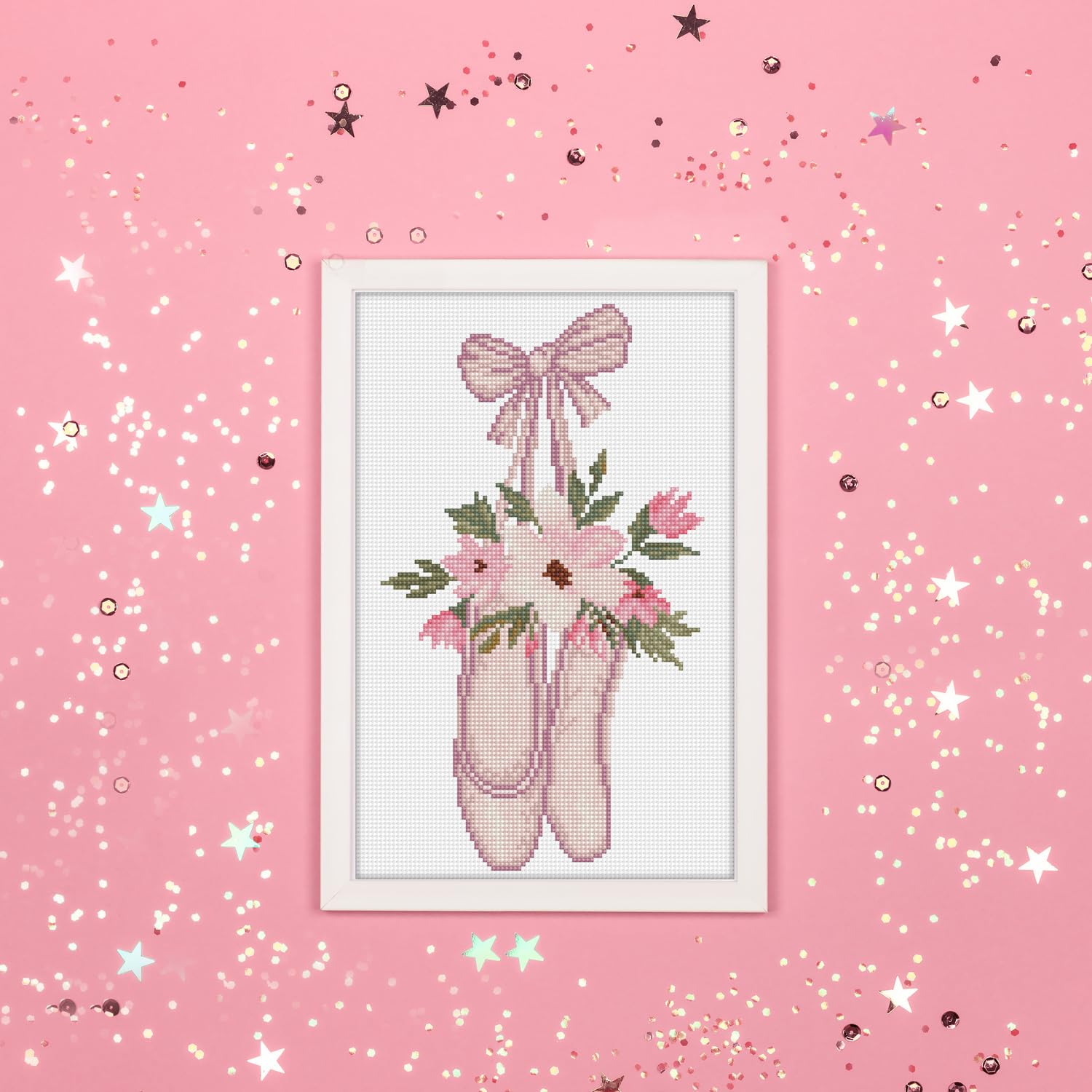 DIAMOND DOTZ Squares DQ7 Intermediate Kit, Colourful, 9.45" x 14.57", Ballet Slippers - Image 3