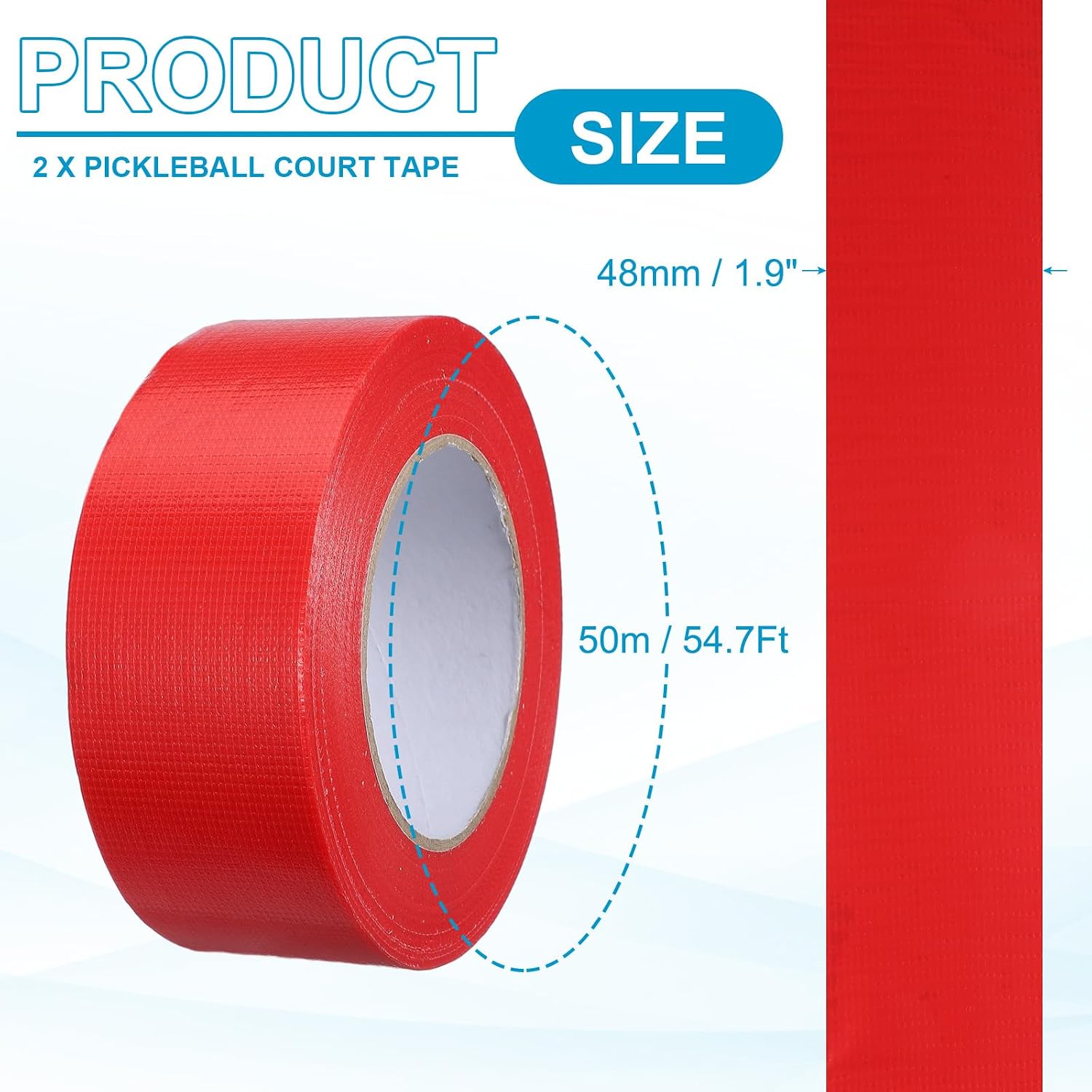 PATIKIL Pickleball Court Tape 2 in x 55 Yard (164 Ft), 2 Pack Waterproof Outdoor Court Line Tape Floor Marking Tool Matte for Gym Driveway Backyard, Red