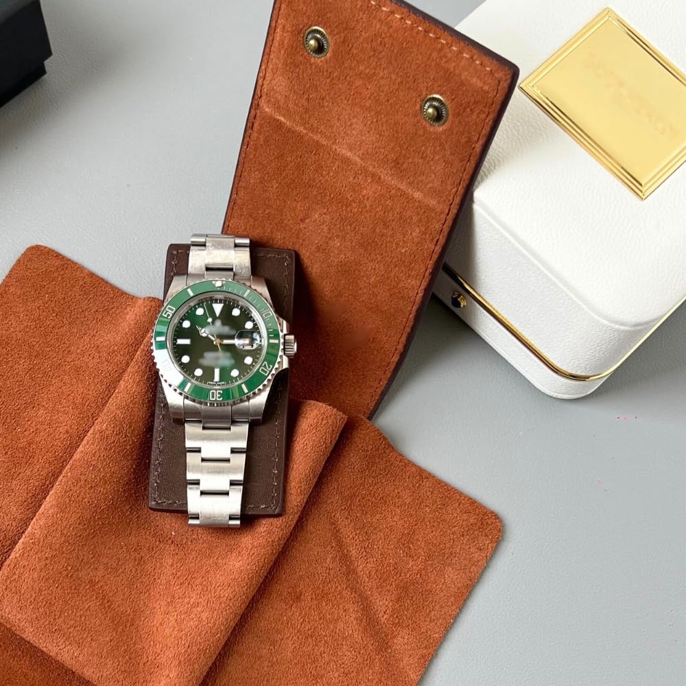 Leather Watch Case, Watch Travel Pouch, Single Watch Box for men and women, Luxury Watch Organizer, Watch Storage (Brown)