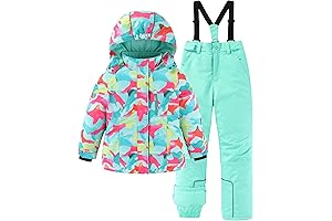 Girls Warm Snowsuit: Hooded Ski Jacket and Pants Set