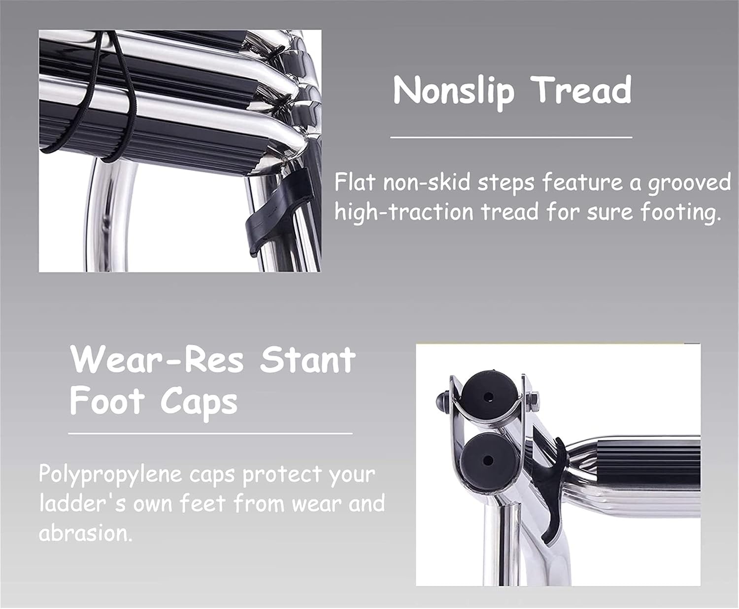 Telescopic 4 Step Ladder for Pool/Boat, Sport Diver Ladder, Pontoon Marine Folding Telescoping Rear Entry Inboard Ladders with Handles & Wide Pedal
