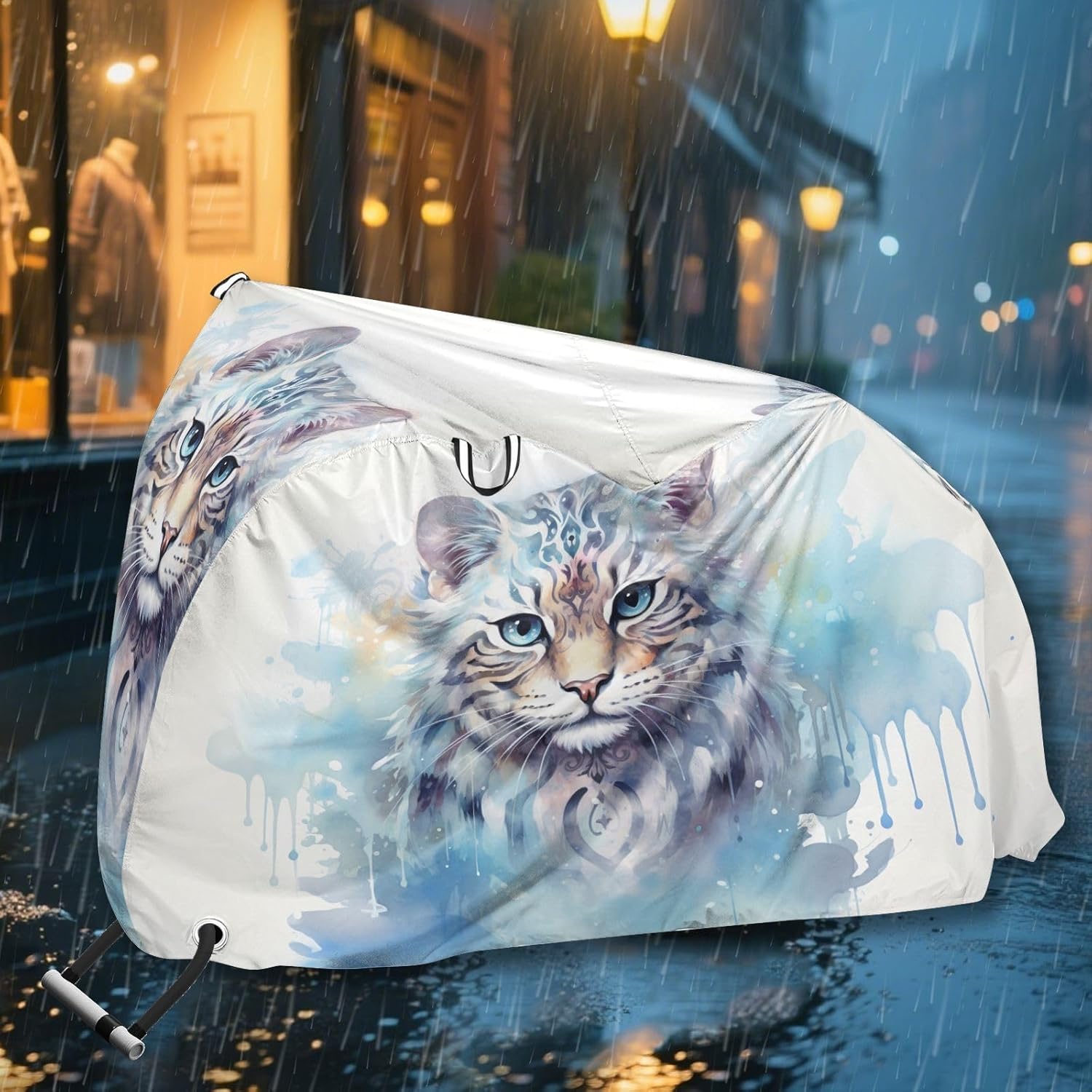 ALAZA Cute Snow Leapard Bike Cover Waterproof Outdoor Ebike Bicycle Covers Tarp Protection for 1/2 Bikes, Sun UV Dust Wind Proof