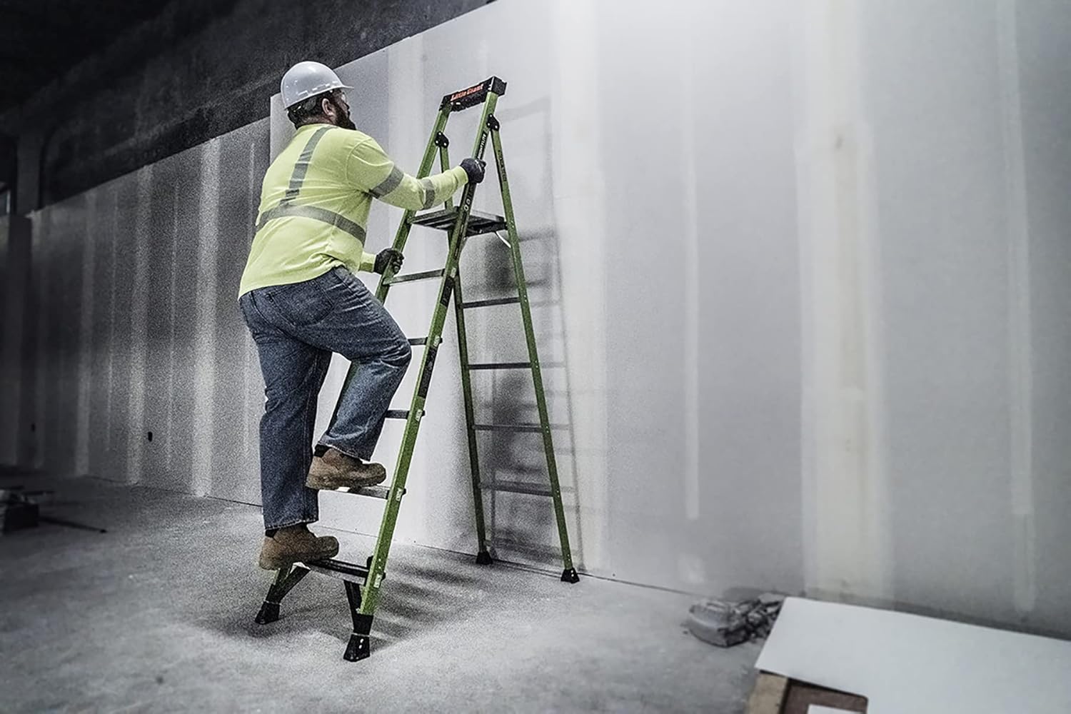 Little Giant Ladders, MightyLite 2.0, 8' Stepladder with Ground Cue, Fiberglass, Type IAA, 375 lbs Weight Rating, (15408-001), Green