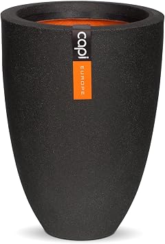 CAPI EUROPE - Vase elegant low Smooth NL - 36x48 - Black - Opening  27 - Pot for indoor and outdoor use - Shatterproof - 100% recyclable - KBL782