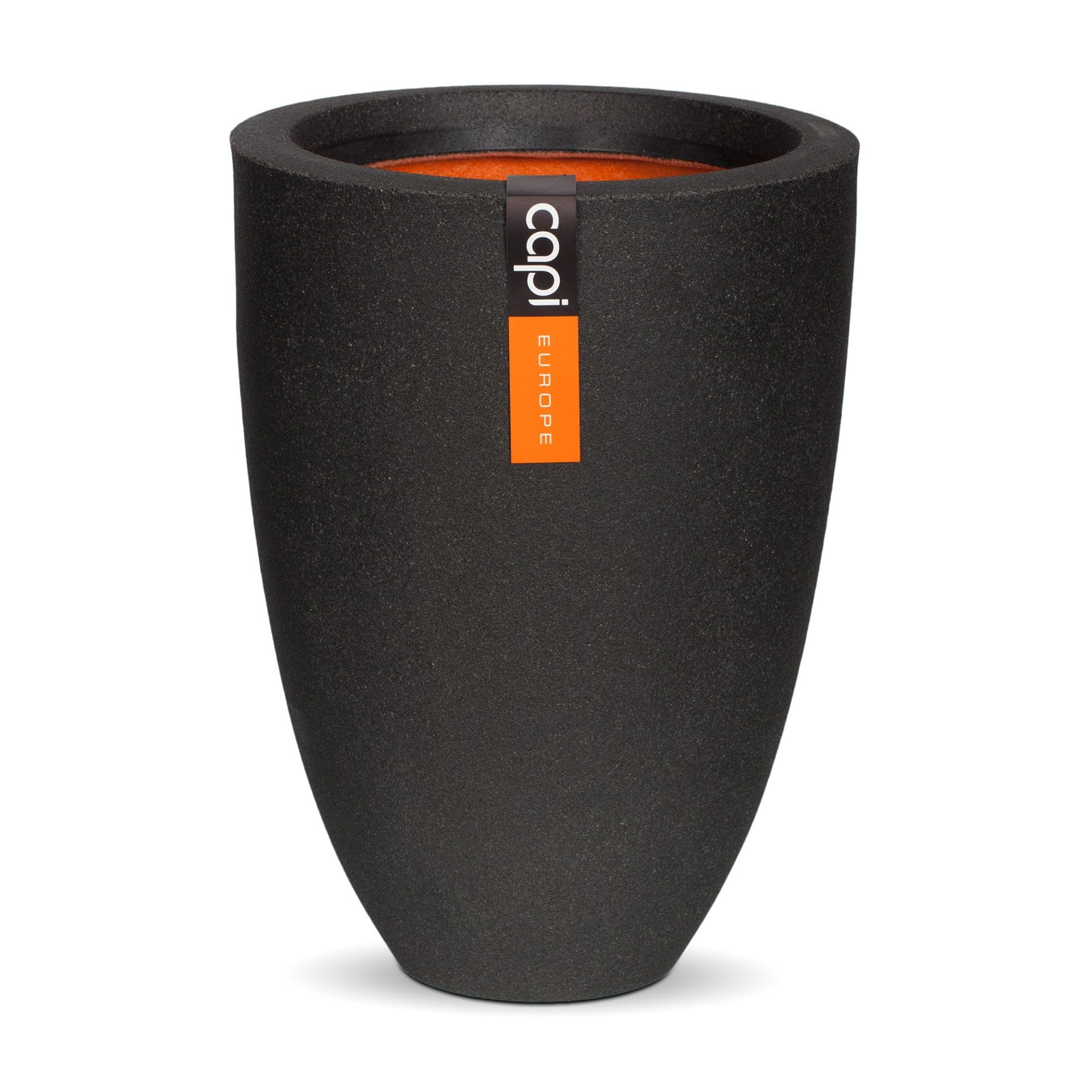Capi Europe Smooth - Black - Vase Elegant Low Smooth Nl - 26X36 - Black - Opening Ø20 - Pot For Indoor And Outdoor Use - Shatterproof - 100% Recyclable - Kbl781