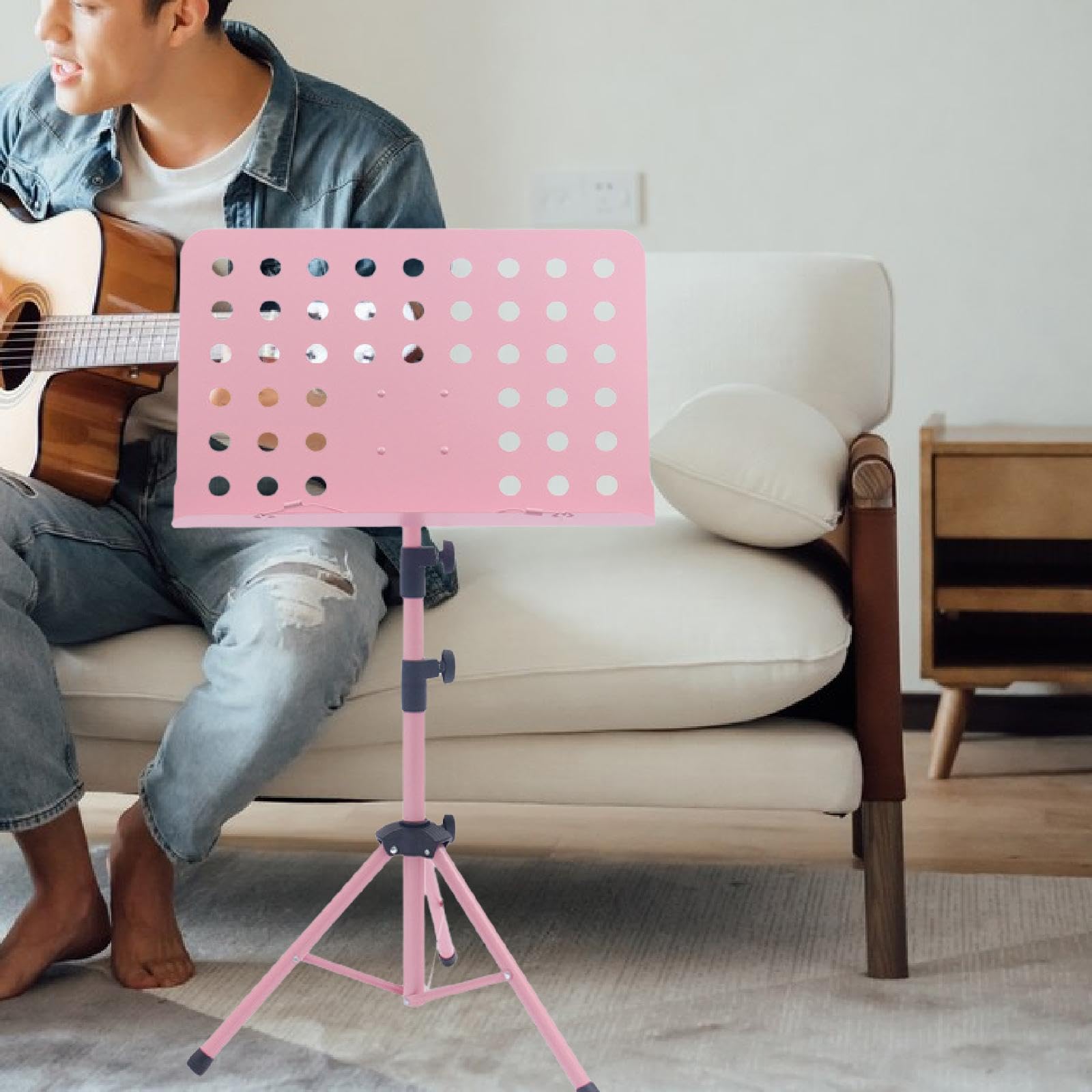 Atril para Partituras, Plegable, de Altura Regulable para Saxofonistas Y Músicos, Rosa