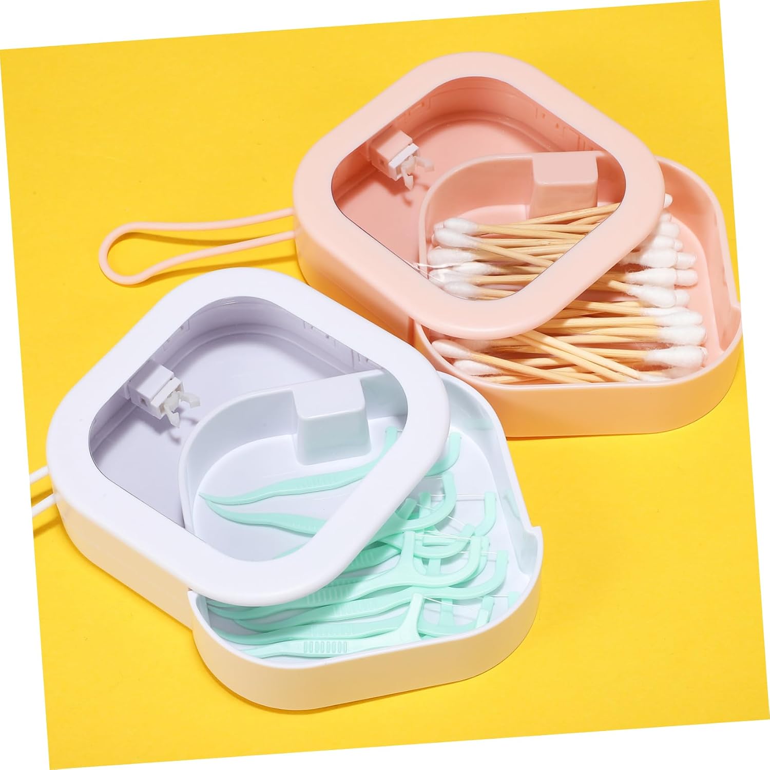 MAGICLULU 3pcs Retainer Storage Case Stylish Plastic Organizer for Braces and Dentures Compact and Lightweight Oral Care Containers Versatile Multi-functional Design White and Pink