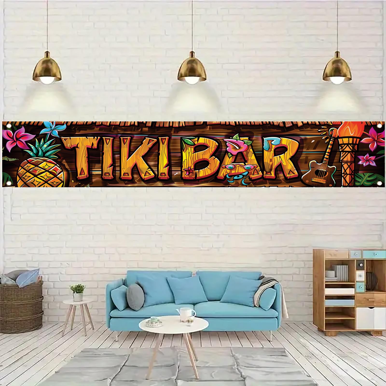 Starlit Patio Tiki Bar Banner Hawaiian Luau Party Decorations Tropical Beach Bar Sign Summer Outdoor Patio Poolside Fun Aloha Moana Hawaii Tiki