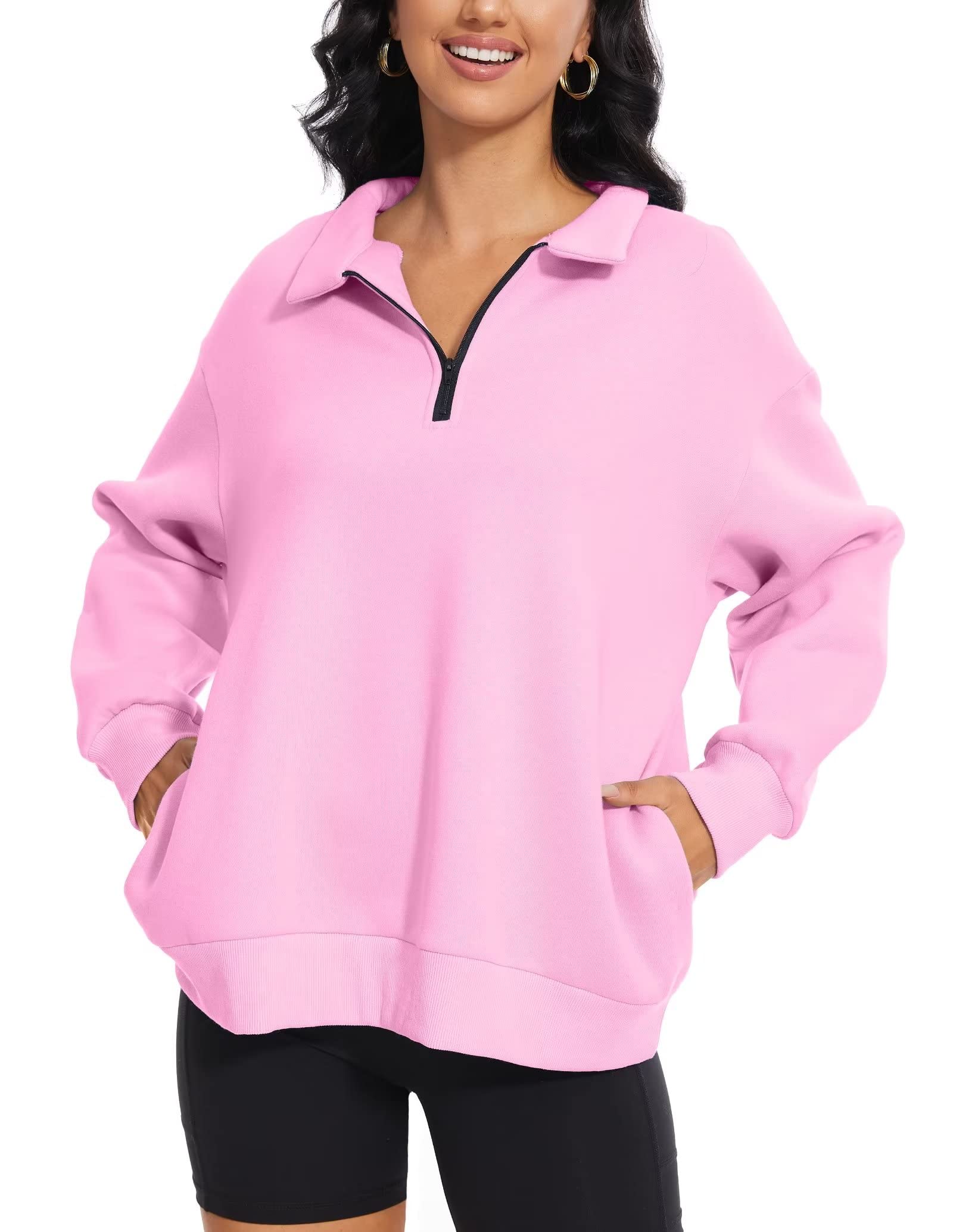 ACEFAST INC Women's Half Zip Pullover Long Sleeve Sweatshirt 1/4 Zip Hoodie Fashion Casual Y2K Clothes