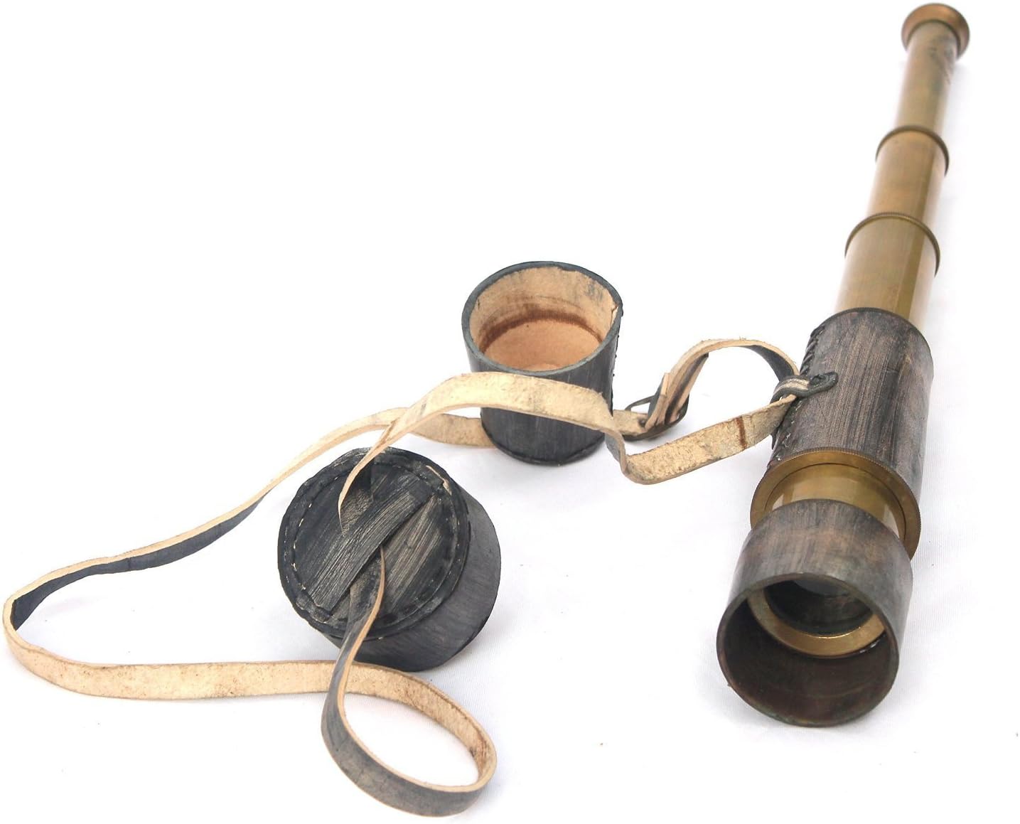 NauticalMart Marine 18" Vintage Antique Telescope Brass Nautical with Leather Cover